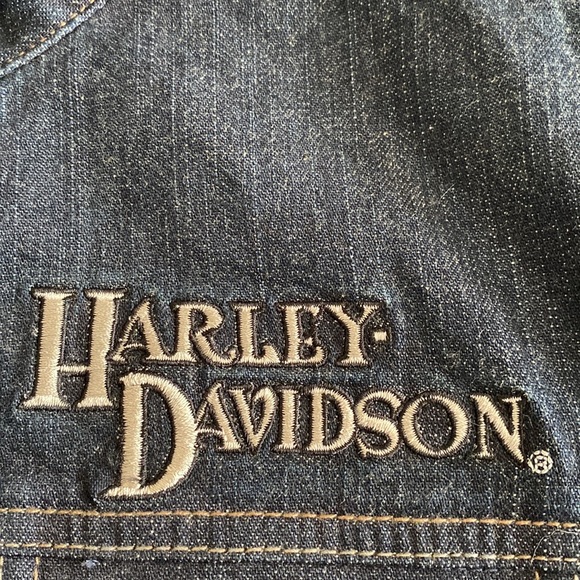 💜 Host Pick 💜 Harley Davidson Eagle heavily embellished jean jacket beading - Picture 6 of 16